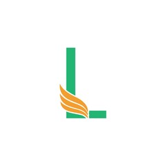 Letter L logo with wing icon design concept