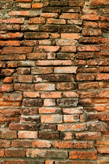 Naklejka premium The Old Outer Brick Wall of Wat Phra Si Sanphet Temple in Ayutthaya Historical Park, Thailand