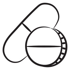 
Pain relieving tablets, doodle icon of medicines  
