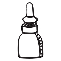 Obraz premium Hand drawn sketch of dropper bottle, medication pipette 