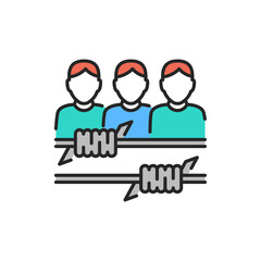 Illegal immigrants color line icon. Editable stroke.