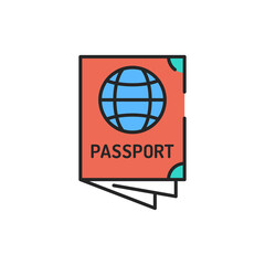 Passport color line icon. Sign for web page Editable stroke.