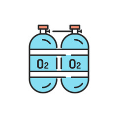 Oxygen cylinders color line icon. Editable stroke.