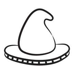 
Halloween witch headpiece, doodle icon of wizard hat 
