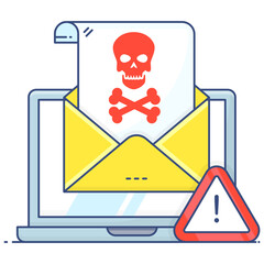 
Icon of spam email in flat outline design, cyber crime concept vector 
