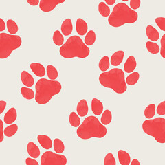 seamless pattern of  waterColour animal footprints . silhouette of a paw print. Vector Illustration. Elegant template for fashion prints	 
