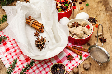 Food ingredients for baking Stollen