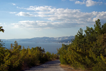 Obraz premium View from the mountain to the bay in the Black Sea.