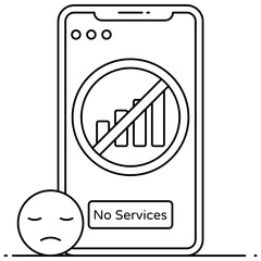 

Network issue, flat outline icon of no service 
