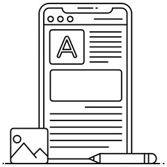 
Mobile blogging flat outline icon, mobile application
