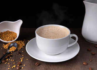 cappuccino coffee photographed in studio