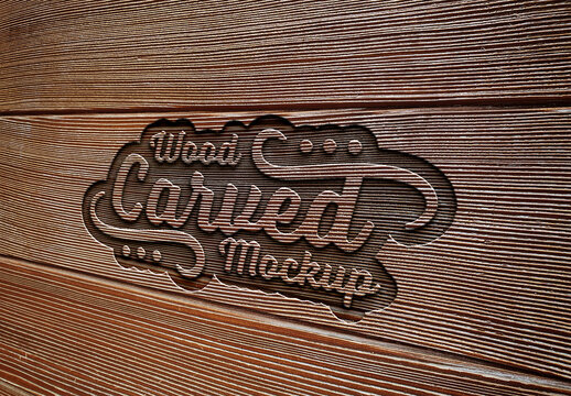 Engraved Text Effect on Wood Plank Texture