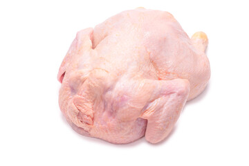 Raw chicken isolated on white background.