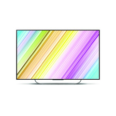 4K TV flat screen lcd or oled, plasma, realistic illustration, White blank monitor mockup. wide flatscreen monitor mockup