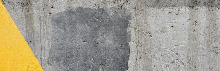 Illuminating Yellow And Ultimate Gray Pantone Color Wall Background Material. Urban Concrete Grey Texture Plaster.