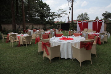 wedding table setting at the reception