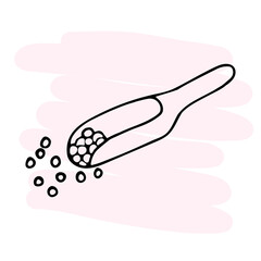 Scoop for pharmacy powders and tablets. Vector drawing.
