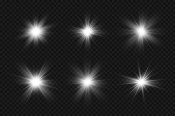 Glow effect. Star on transparent background.Bright sun. Vector illustration.