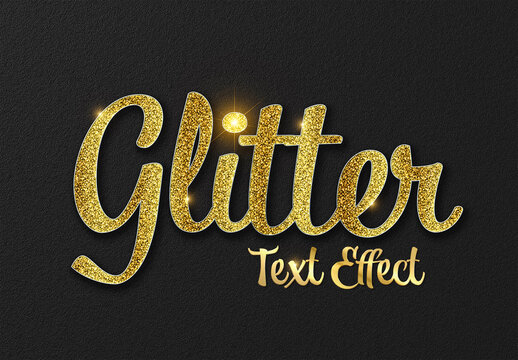Glitter Text Effect with Gold Letters and Silver Stroke Mockup