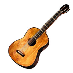 Fototapeta na wymiar Wooden guitar music string instrument