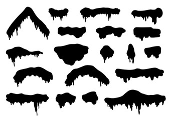 Snow, ice cap silhouette. Snowfall and snowflakes. Winter season. Winter time.