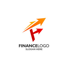 Letter F with arrow for accounting and finance logo design template