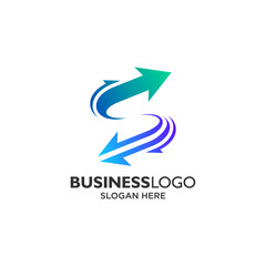 Letter S with arrow for accounting and finance logo design template