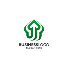 Green arrow for farm and agriculture logo design template