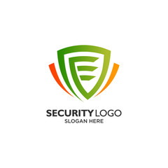 Abstract green shield for environtment and security logo design template