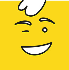 Smile icon template design. Smile emoticon logo on yellow background. Face line art style.