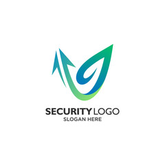 Luxury arrows and leaf logo design template