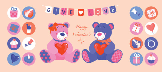 Valentine's day banner bears1