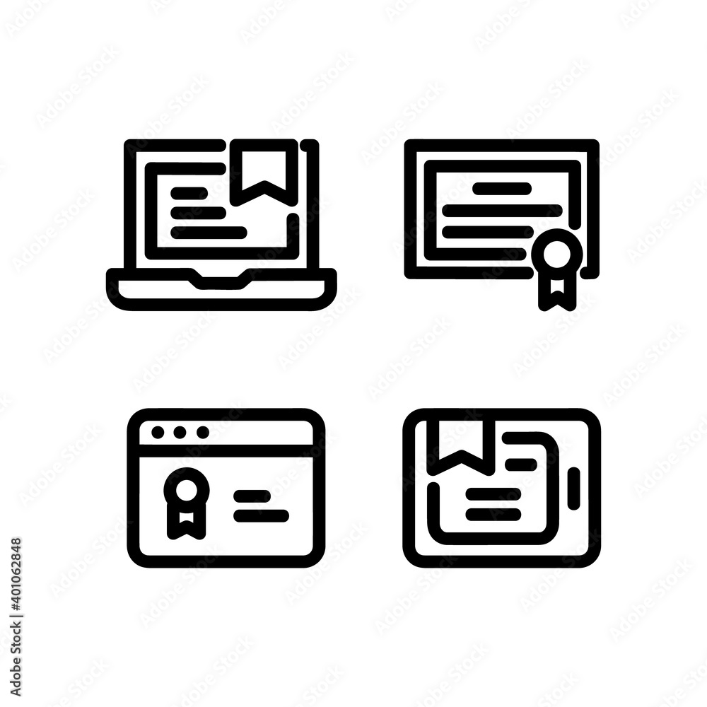 Aufkleber linear e learning certificate icons design isolated on white background