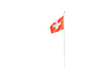 Waving Swiss flag on white background