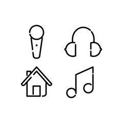 Linear online karaoke icons design isolated on white background