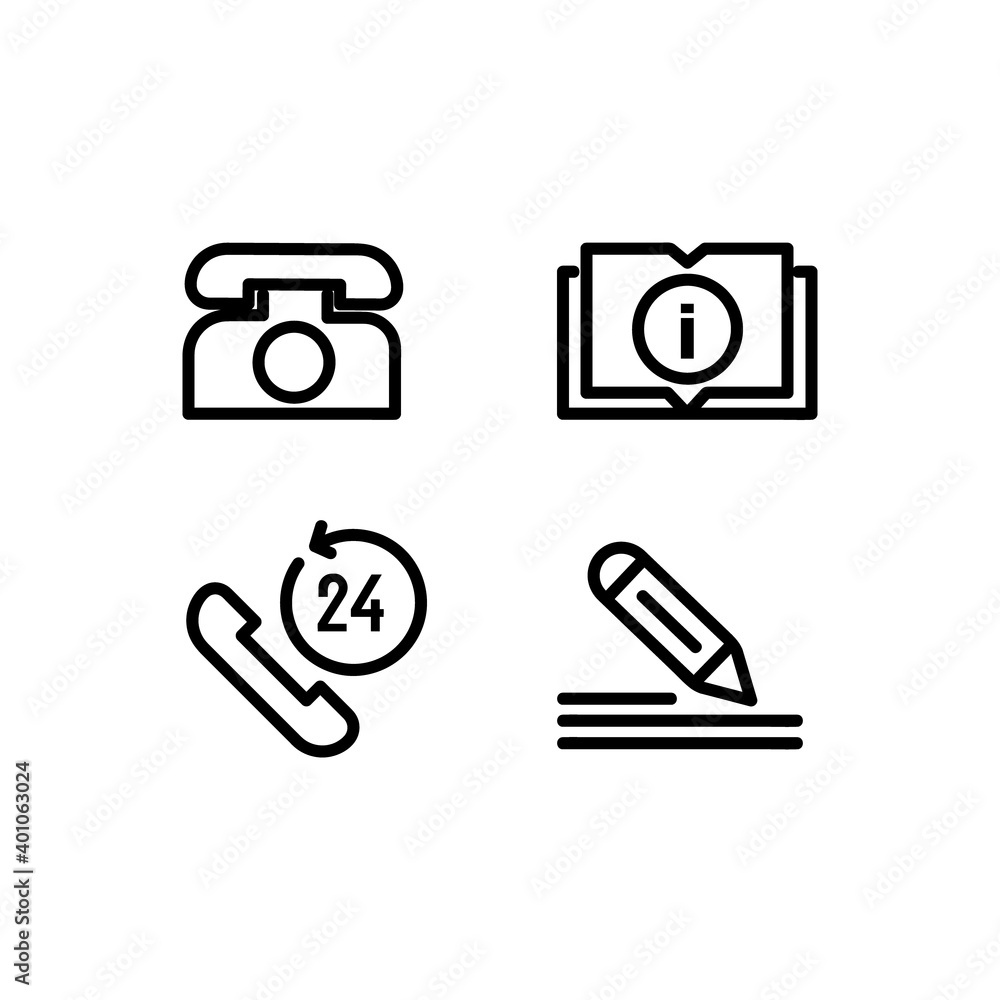 Poster Linear web contact icons design isolated on white background