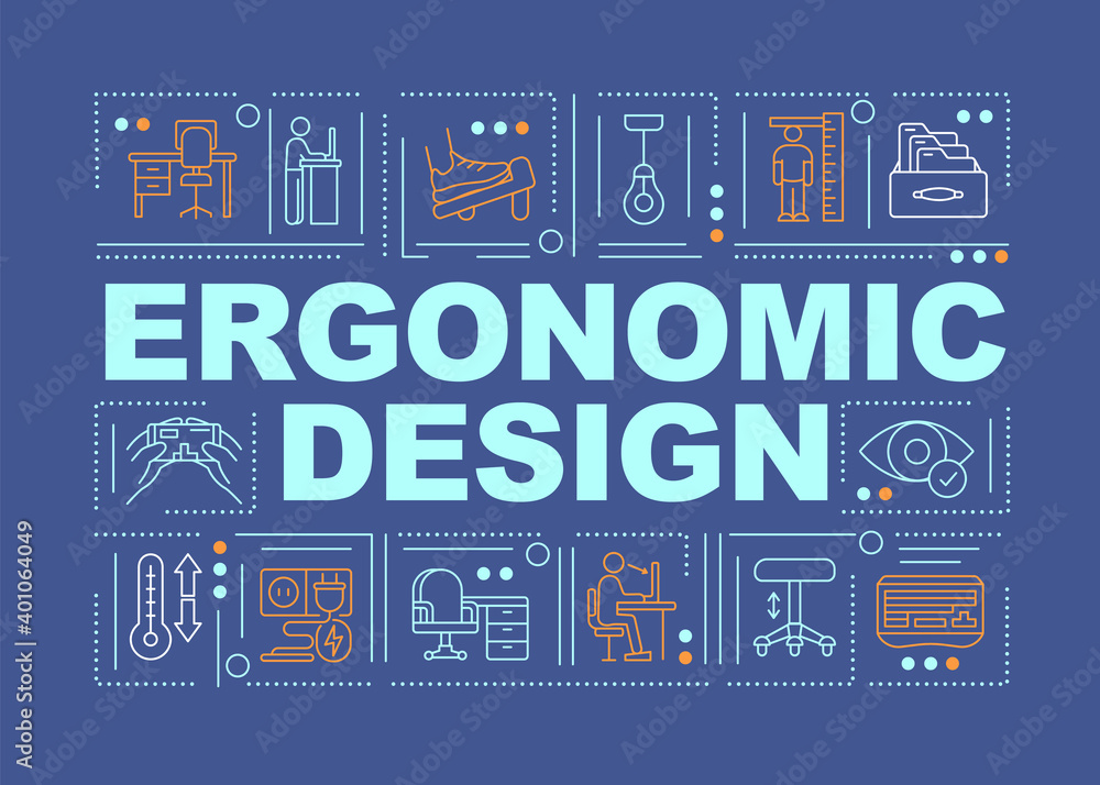 Fototapete ergonomic design word concepts banner. product creation for perfect user experience. infographics wi