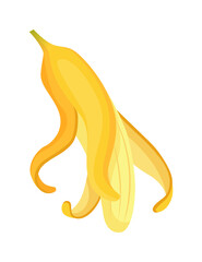 Cartoon banana. Tropical fruit, banana snack or vegetarian nutrition. Fruit and ripe sweet food. Yellow cartoon single banana