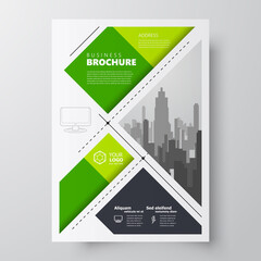 Flyer brochure design template Squares theme green color, block for image