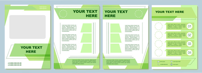 Green corporate brochure template. Business presentation in simple style. Flyer, booklet, leaflet print, cover design with text space. Vector layouts for magazines, annual reports, advertising posters