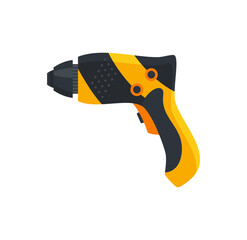 Builder instrument. Equipment for repair. Handyman tool. Tool supplies for house repair builder on white background. Flat vector design concept of screwdriver drill