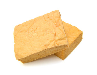 Fried tofu on a white background 