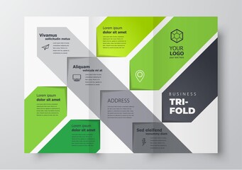 Trifold arrows theme green color, cover design template