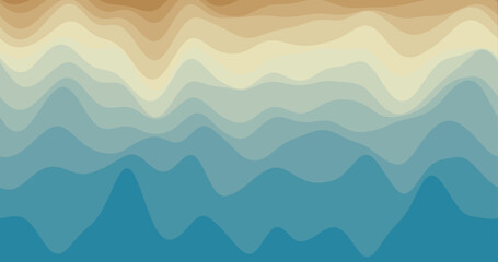 Abstract waves background. Loopable smoothly moving curves in brown teal colors. Awesome footage.