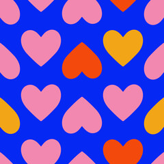 Hand drawn seamless vector pattern with hearts. Vector background for Valentine’s Day, romantic holiday, invitation. Flat backdrop for poster, print, card, fabric, banner design