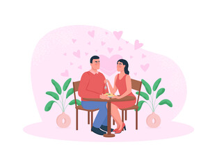 Romantic dinner 2D vector web banner, poster
