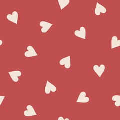 Hand drawn seamless vector pattern with hearts. Vector background for Valentine’s Day, romantic holiday, invitation. Flat backdrop for poster, print, card, fabric, banner design
