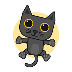 Cartoon cute dark cat.Vector illustration of dark cat.