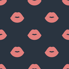 Fototapeta na wymiar Valentine’s Day vector seamless pattern with lips. Romantic background for holiday design, print, wrapping paper and fabric. Vintage vector pattern, love and passion symbols