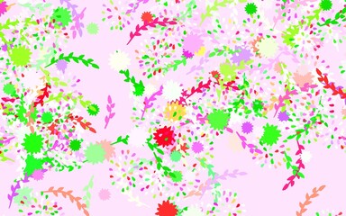 Light Pink, Green vector doodle pattern with flowers